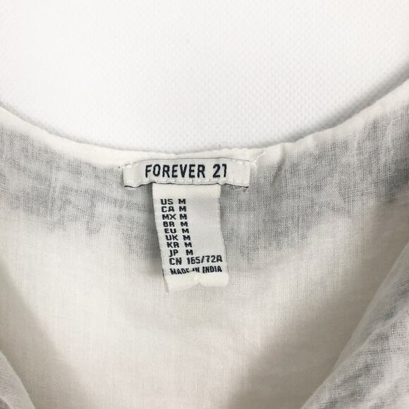 Forever 21 Womens Romper Medium Embroidered Tasseled Gauzy Boho Beachy Coastal - Picture 3 of 11